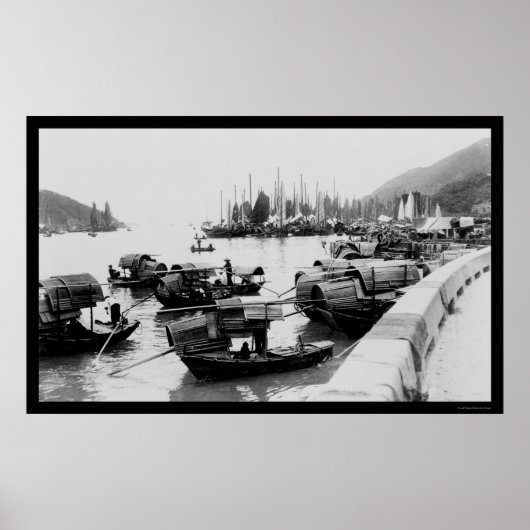 Poster Sampans à Hong Kong 1906 (Devant)