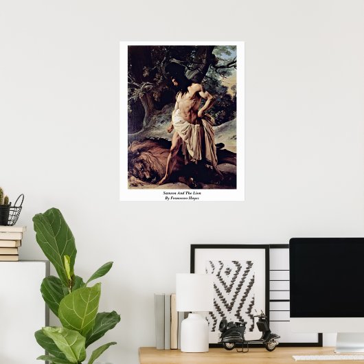 Poster Samson And The Lion By Francesco Hayez (Bureau à domicile)