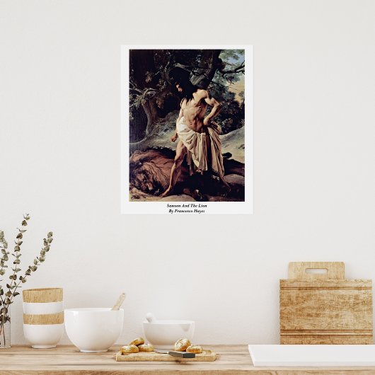 Poster Samson And The Lion By Francesco Hayez (Cuisine)