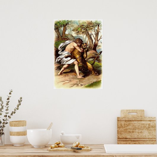 Poster Samson Et Le Lion (Cuisine)