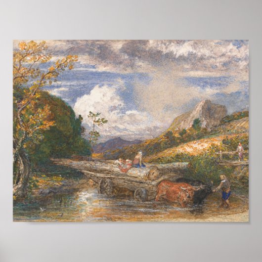 Poster Samuel Palmer - Wagon de bois traversant un ruisse (Devant)