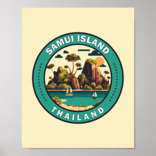 Poster Samui Island Thaïlande Insigne d'art de voyage