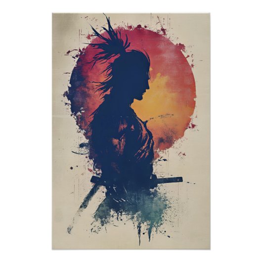 Poster Samurai at Sunset (Devant)