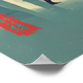 Poster Samurai Bamboo Print Japanese Nature Art (Blue (Coin)