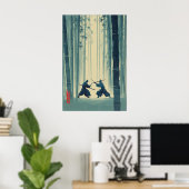 Poster Samurai Bamboo Print Japanese Nature Art (Blue (Bureau à domicile)