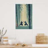 Poster Samurai Bamboo Print Japanese Nature Art (Blue (Cuisine)
