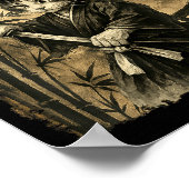 Poster Samurai Cat Japanese Art Men Boys Funny Graphic Te (Coin)