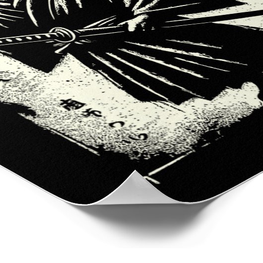 Poster Samurai Cat Ukiyo-e Warrior Art Graphisme Sumi-e C (Coin)