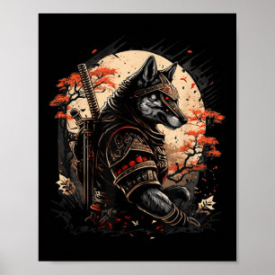 Poster Samurai Chien Japonais Tatouage Graphique Pour Hom