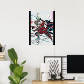 Poster Samurai combat en armure, Tsukioka Yoshitoshi (Bureau à domicile)