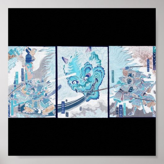 Poster Samurai combattant l'esprit du mal vers 1860 (Devant)