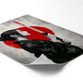 Poster Samurai femme avec Katana devant le soleil rouge (Coin)