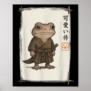 Poster Samurai Frog japonais Art Anime Drôle Hommes Femme