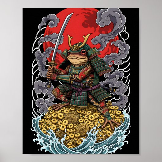 Poster Samurai Frog of Fortune – Mythical Warrior Art (Devant)