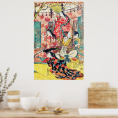 Poster Samurai Hideyoshi and Wives 1805 Turquoise (Cuisine)