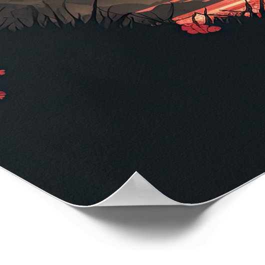 Poster Samurai & Mt Fuji | Lune et cerise fleurs Ai Art (Coin)