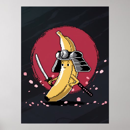 Poster Samurai Pixel et Banana Artwork (Devant)