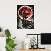 Poster Samurai Ronin in Red Moon - Japanese Anime Art (Bureau à domicile)