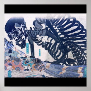 Poster Samurai, Skeleton Peinture vers les années 1800