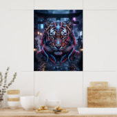 Poster Samurai Tiger Neon Temple (Cuisine)