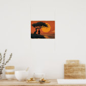 Poster Samurai Under Sunset Tree in Traditional Japanese  (Cuisine)