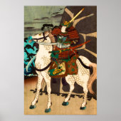 Poster Samurai vintage à cheval par Kuniyoshi (Devant)