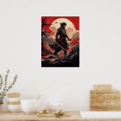 Poster Samurai Warrior à l'affiche du coucher du soleil (Cuisine)