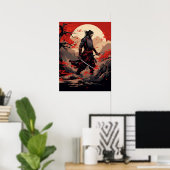 Poster Samurai Warrior à l'affiche du coucher du soleil (Bureau à domicile)