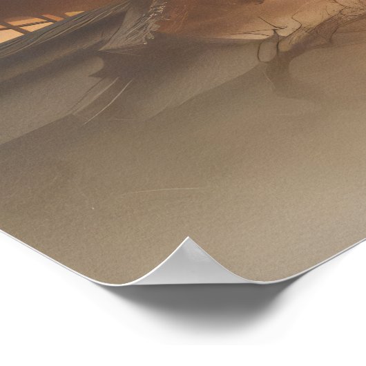 Poster Samurai Warrior en armure noire avec lumière drama (Coin)