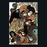 Poster Samurai Warrior tue Serpent<br><div class="desc">Il s'agit d'une reproduction à poster d'une célèbre gravure vintage en bois japonaise pour un style d'art asiatique pour la décoration de maison.</div>