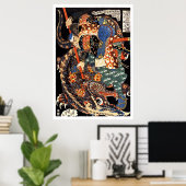 Poster Samurai Warrior Ukiyo-e Woodblock (Bureau à domicile)