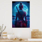 Poster Samurai woman warrior with katana — Japanese cultu (Cuisine)