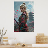 Poster Samurai woman warrior with katana — Japanese cultu (Cuisine)