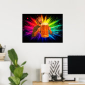 Poster S'amuser avec ma grande bière sur un mur (Bureau à domicile)