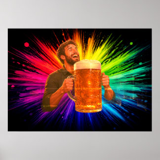 Poster S'amuser avec ma grande bière sur un mur