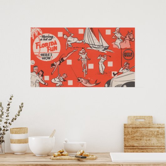 Poster S'amuser en Floride Gulf Oil Publicité (Cuisine)