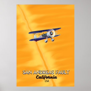 Poster San Andreas faute California USA Travel poster.