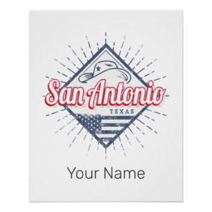Poster San Antonio City Texas États-Unis Vintage USA