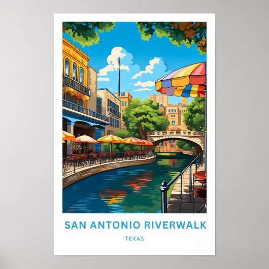 Poster San Antonio Riverwalk Texas Travel Print (Devant)