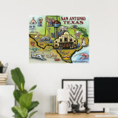 Poster San Antonio TEXAS Map (Thuiskantoor)