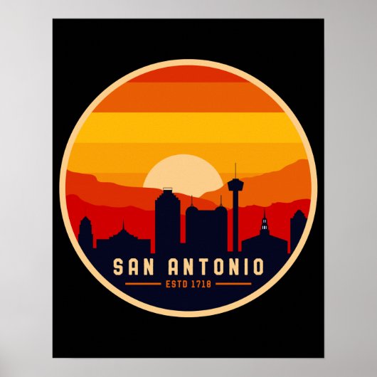 Poster San Antonio Texas Skyline Cityscape (Devant)