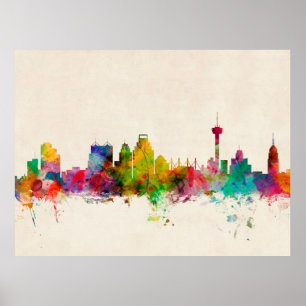 Poster San Antonio Texas Skyline Cityscape
