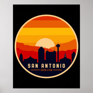 Poster San Antonio Texas Skyline Cityscape Souvenir