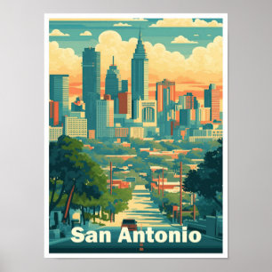 Poster San Antonio Texas USA Art Vintage voyage
