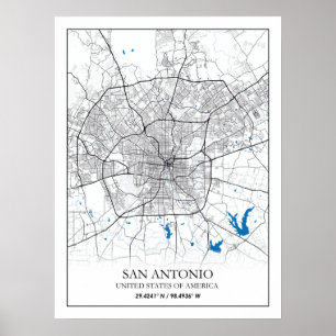 Poster San Antonio Texas USA City Travel City Carte