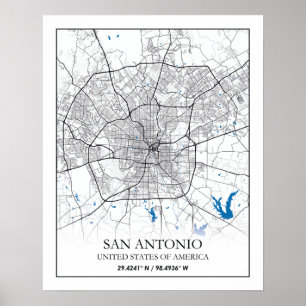 Poster San Antonio Texas USA City Travel City Carte
