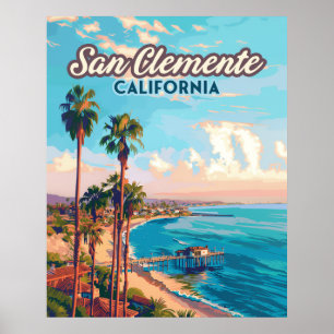 Poster San Clemente California Beach Orange County Retro