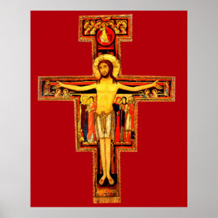 Poster San Damiano Red Crucifix extra grand