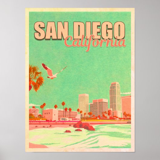 Poster San Diego California Downtown Souvenirs 1950 (Devant)
