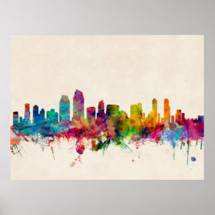 Poster San Diego California Skyline